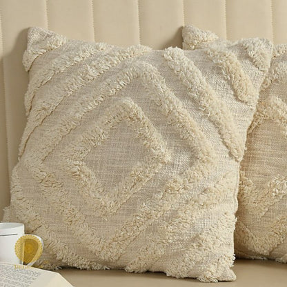 Set of 2 super soft cotton woven tufted cushion covers by The Gharnish, featuring a textured, cozy design perfect for home décor.