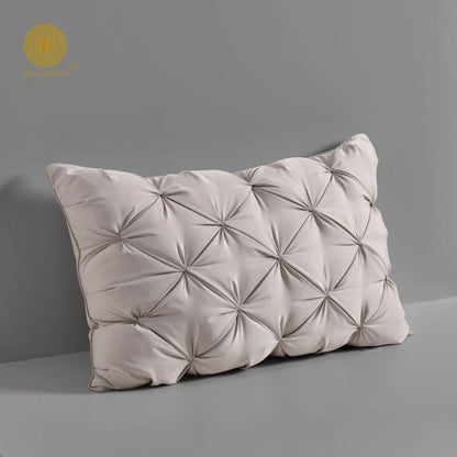 Pair of white feathery soft cushions from The Gharnish, showcasing plush, comfortable pillow cushions for cozy home decor.