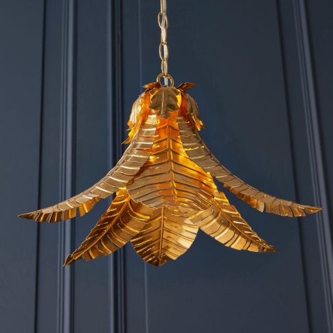 Aspire Palm Leaf Hanging Pendant Light by The Gharnish, floor lamp with a natural palm leaf shade, hanging design for stylish lighting.