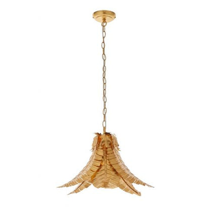 Aspire Palm Leaf Hanging Pendant Light by The Gharnish, decorative floor lamp with a palm leaf design and pendant style.