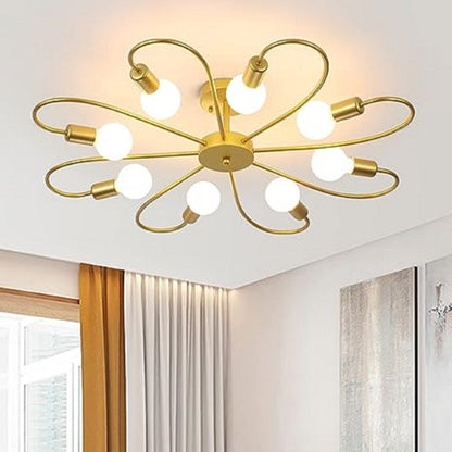 Gold metal ceiling pendant chandelier light by The Gharnish, featuring a stylish modern design with hanging light fixtures.