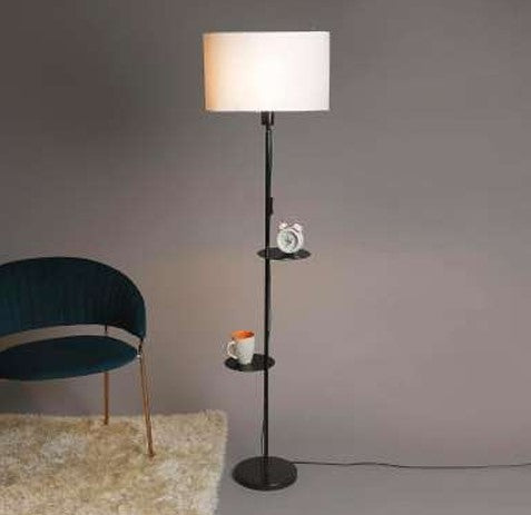 Modern gold metal floor lamp by The Gharnish, stylish floor lamp for living rooms with a sleek contemporary design.