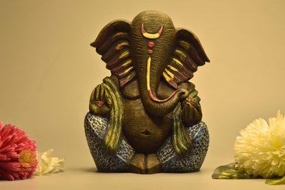 Ganpati Resin Murti - Brown (8x11 Inches) - The Gharnish - A Unit of Satkala Creations
