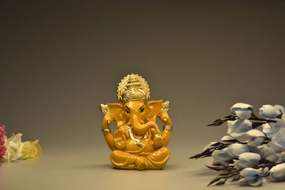 Mini Ganesha Statue - Yellow - The Gharnish - A Unit of Satkala Creations