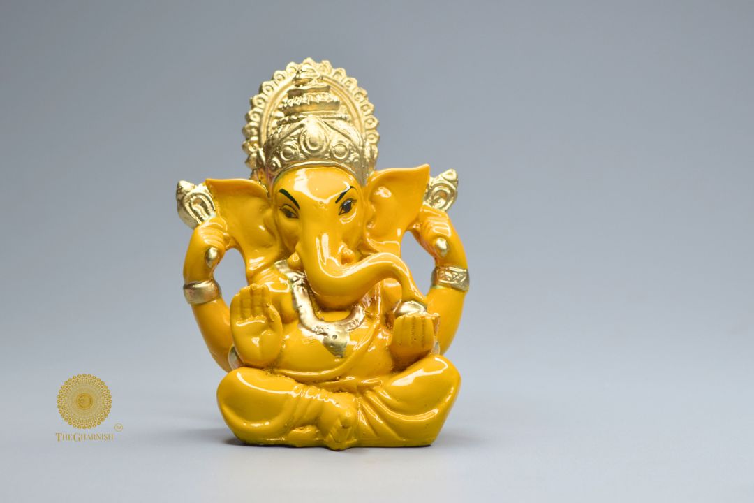 Mini Ganesha Statue - Yellow - The Gharnish - A Unit of Satkala Creations
