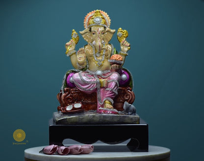 Multicolor Ganapati Ji Murti, a detailed gods figurine by The Gharnish, showcasing vibrant colors and intricate craftsmanship.