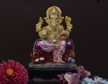 Multicolor Ganapati Ji Murti, a Hindu gods figurine by The Gharnish, showcasing vibrant colors and traditional design.