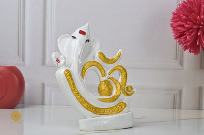 Unique White Marble Om Ganesha Statue - The Gharnish - A Unit of Satkala Creations