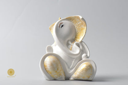 White Marble look Ganehsa Statue -Small - The Gharnish - A Unit of Satkala Creations