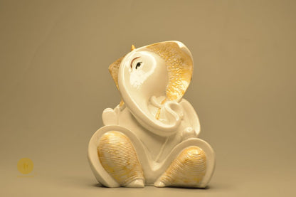 White Marble look Ganehsa Statue -Small - The Gharnish - A Unit of Satkala Creations