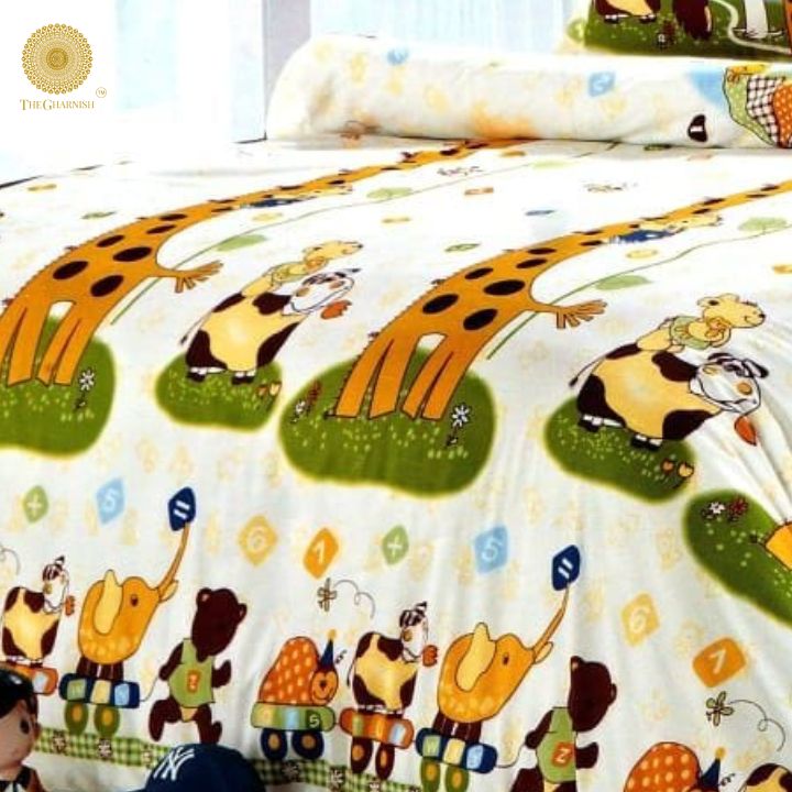 Jungle Party Kiddos Bedsheet in the Bedroom - The Gharnish - A Unit of Satkala Creations