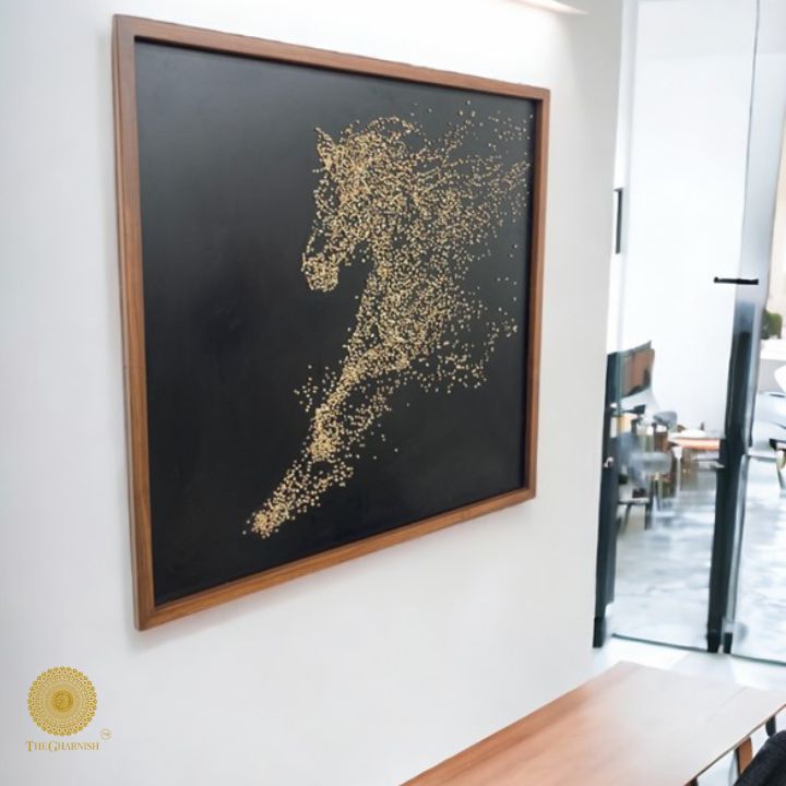 Premium Stallion Spirit horse wall art by The Gharnish, 36x36 inches, featuring a dynamic horse in a sleek, artistic display.