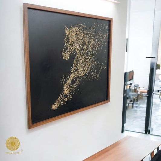 Premium Stallion Spirit horse wall art by The Gharnish, 36x36 inches, featuring a dynamic horse in a sleek, artistic display.