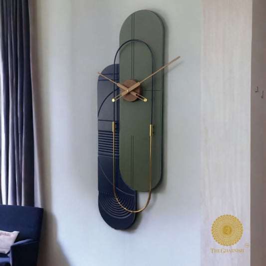 Double Frame Wall Clock (42x14 Inches) on Prepaid Only - The Gharnish - A Unit of Satkala Creations