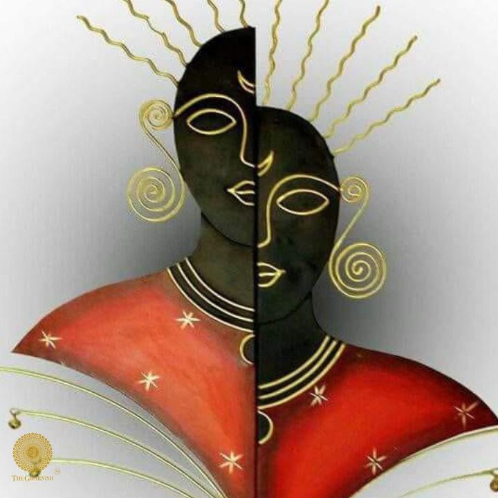 Rustic Split Face Metallic Wall Art by The Gharnish, 22x28 inches, featuring textured metallic surface and artistic face design.