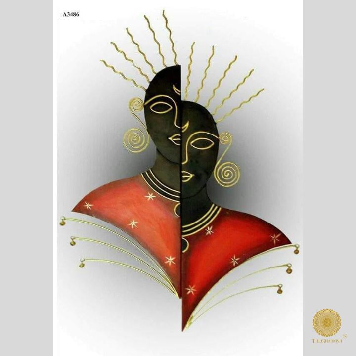 Rustic split face metallic wall art by The Gharnish, 22x28 inches, featuring a textured, artistic face design for wall decor.