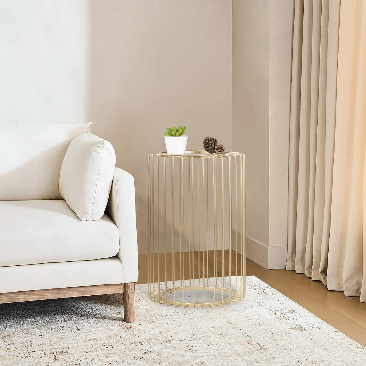 Modern Wire Metal Coffee Table – Small Accent, Side, or Center Table for Home and Office - The Gharnish - A Unit of Satkala Creations