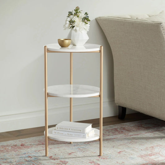 3-Tier Sofa Side Table, Modern Round Side Table,End Table Accent Table - The Gharnish - A Unit of Satkala Creations