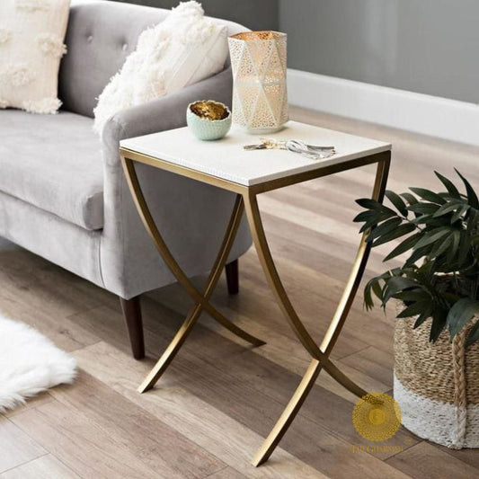 Gold Finish Nesting Side Table - The Gharnish - A Unit of Satkala Creations