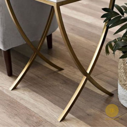 Gold Finish Nesting Side Table - The Gharnish - A Unit of Satkala Creations