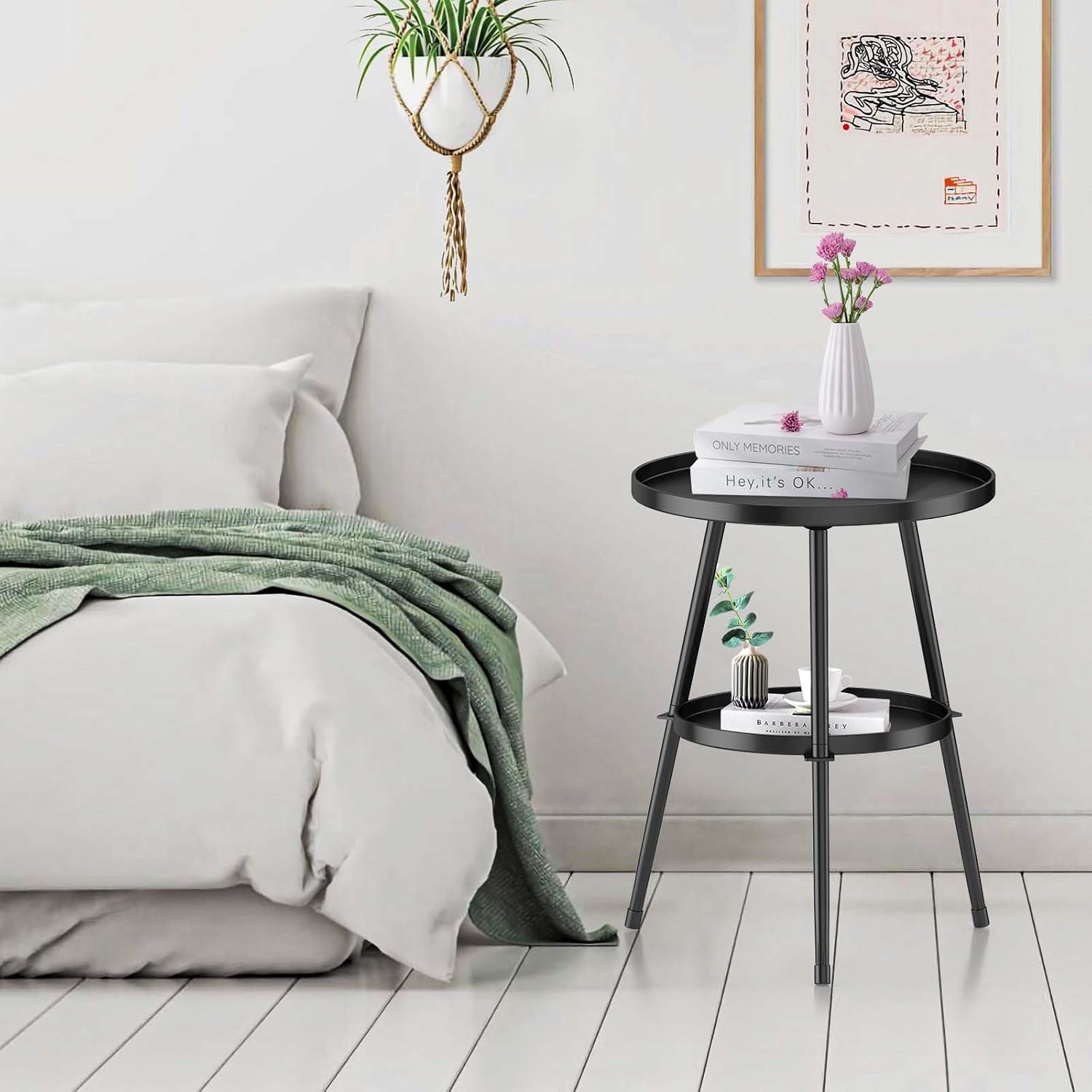 Metallic 3 Tier Side Table for home and Living Room - The Gharnish - A Unit of Satkala Creations