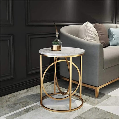 Metallic Ring Table with Marble top - The Gharnish - A Unit of Satkala Creations