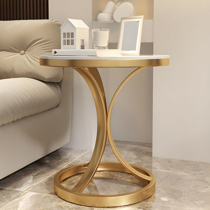 Modern Stone Top Round End Table for home and Office - The Gharnish - A Unit of Satkala Creations