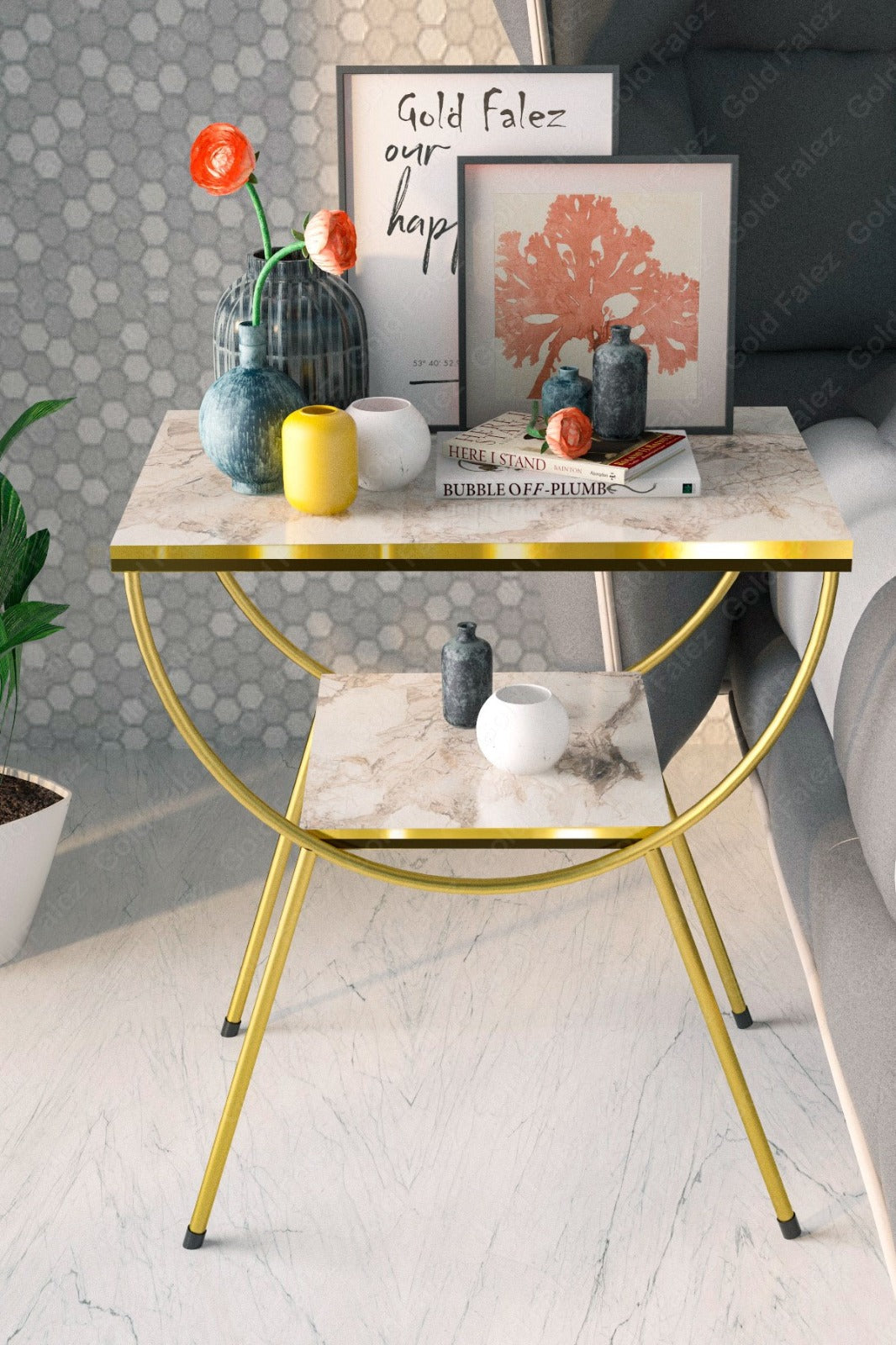 Modern Style Side Table-Nightstand-End Table with Storage Shelf For Living Room and Office - The Gharnish - A Unit of Satkala Creations