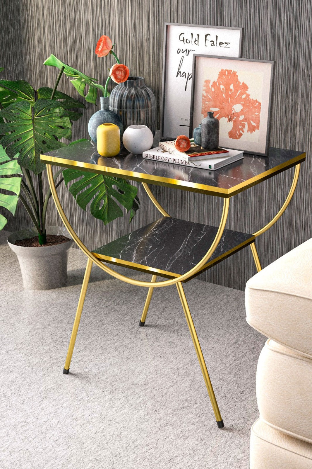 Modern Style Side Table-Nightstand-End Table with Storage Shelf For Living Room and Office - The Gharnish - A Unit of Satkala Creations