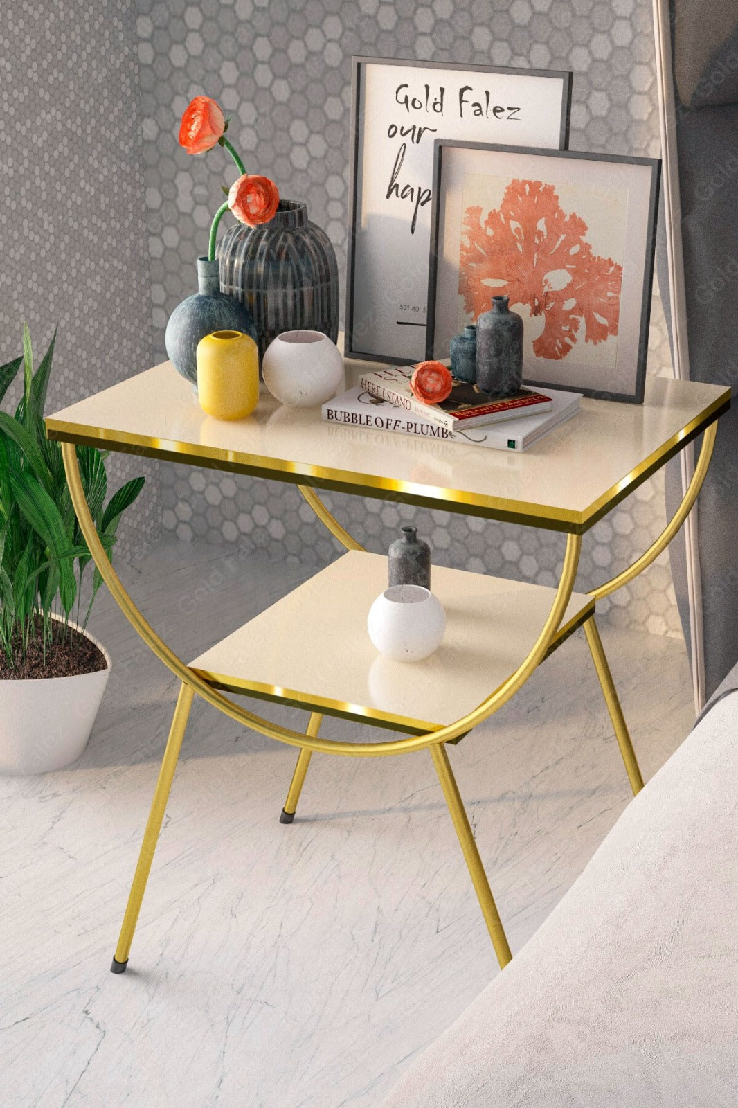 Modern Style Side Table-Nightstand-End Table with Storage Shelf For Living Room and Office - The Gharnish - A Unit of Satkala Creations