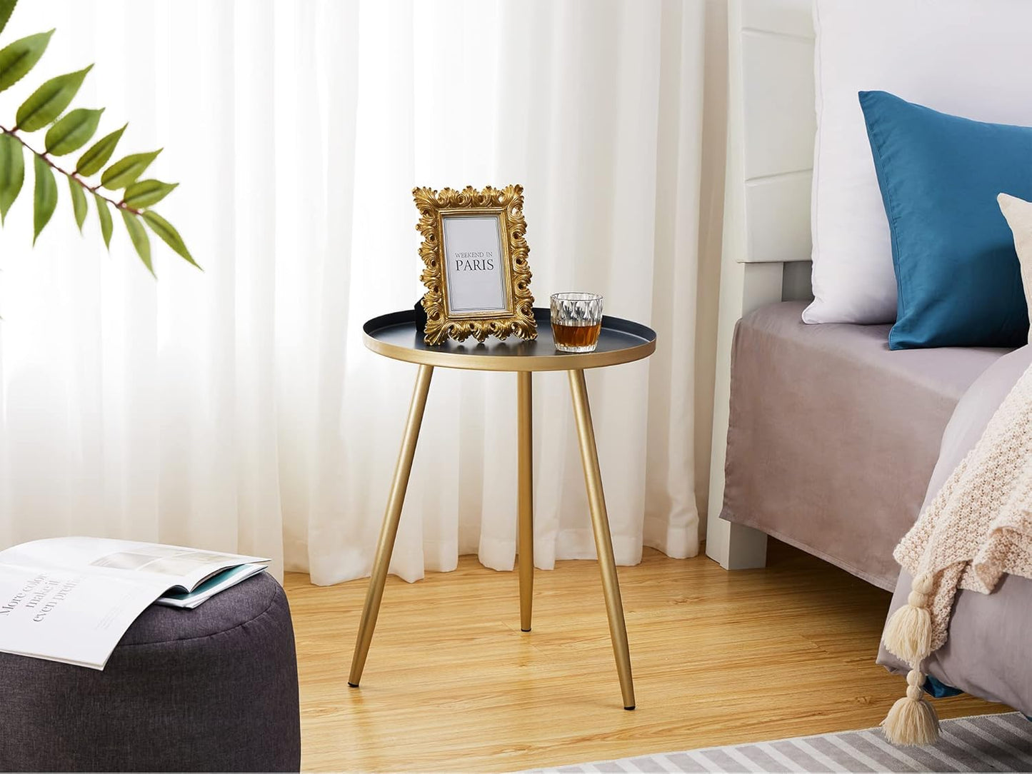 Round Metal 3 Leg Table for Bedroom or living room - The Gharnish - A Unit of Satkala Creations