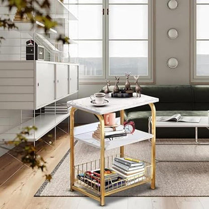 Stylish Metal Bedside Sqaure side Basket Table - The Gharnish - A Unit of Satkala Creations