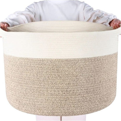 Round Cotton Rope Laundry Big Basket - The Gharnish - A Unit of Satkala Creations