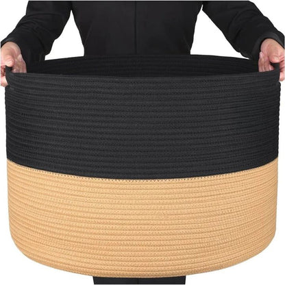 Round Cotton Rope Laundry Big Basket - The Gharnish - A Unit of Satkala Creations