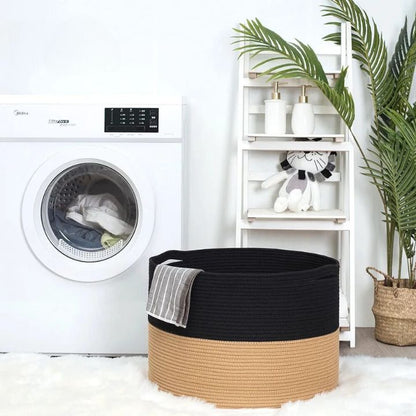 Round Cotton Rope Laundry Big Basket - The Gharnish - A Unit of Satkala Creations