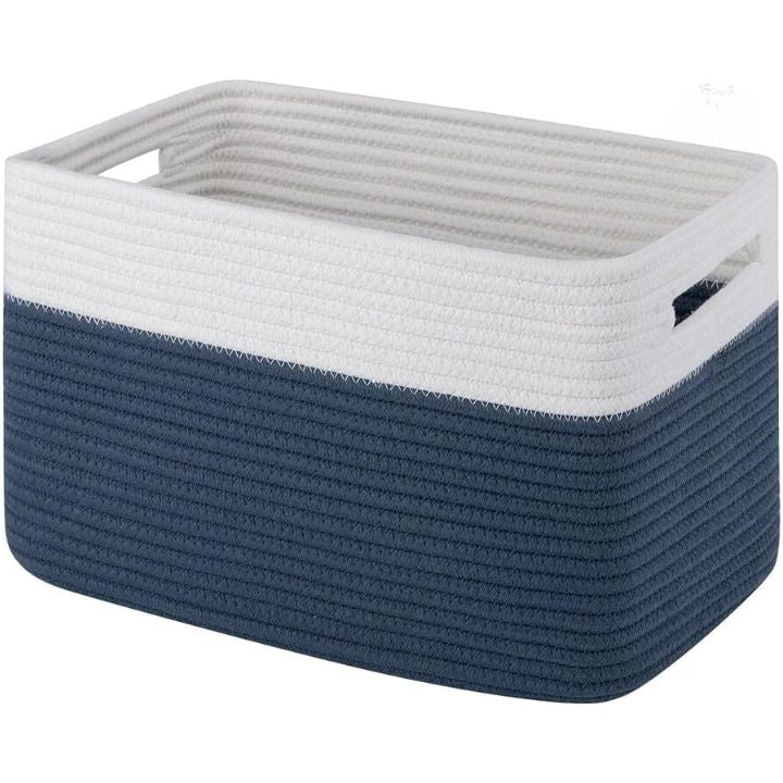 Square cotton rope laundry basket by The Gharnish, large storage basket for clothes, 20x15x15 inches, durable and stylish.