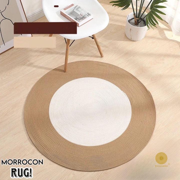 Stylish Moroccan rug used as storage solution, featuring intricate patterns and vibrant colors by The Gharnish.