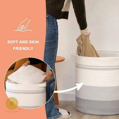 Mulipurpose Cotton Rope Storage / Laundry Basket - The Gharnish - A Unit of Satkala Creations