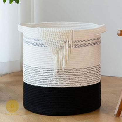 Mulipurpose Cotton Rope Storage / Laundry Basket - The Gharnish - A Unit of Satkala Creations