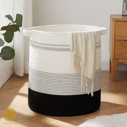 Mulipurpose Cotton Rope Storage / Laundry Basket - The Gharnish - A Unit of Satkala Creations