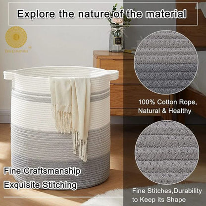 Mulipurpose Cotton Rope Storage / Laundry Basket - The Gharnish - A Unit of Satkala Creations