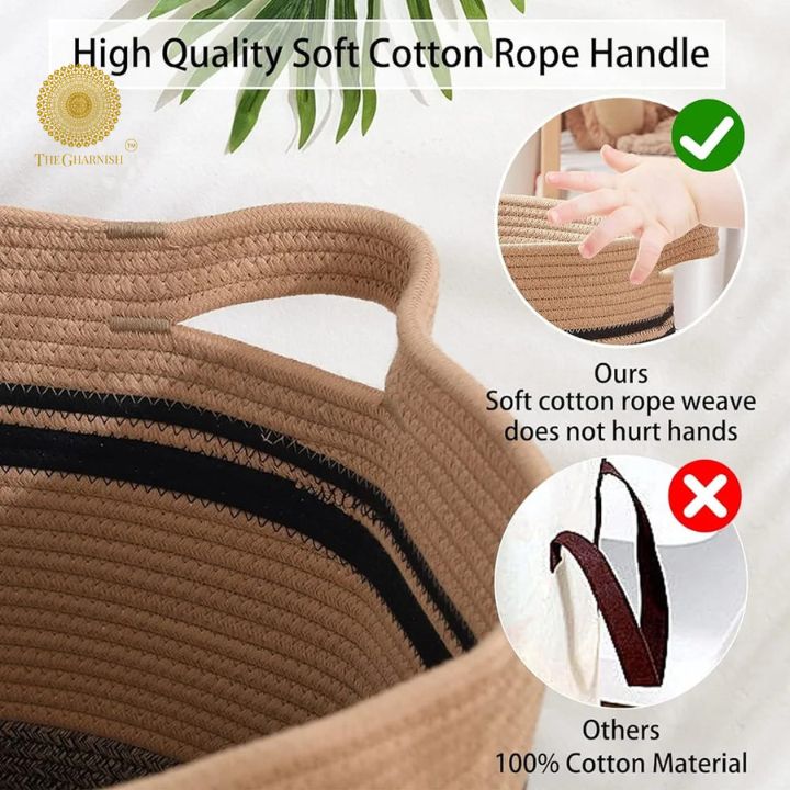 Mulipurpose Cotton Rope Storage / Laundry Basket - The Gharnish - A Unit of Satkala Creations