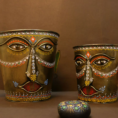 Iron Painted Bucket Planter Set of 2 - The Gharnish - A Unit of Satkala Creations