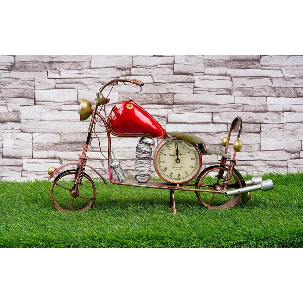 Metal Bike With Clock Decor - The Gharnish - A Unit of Satkala Creations