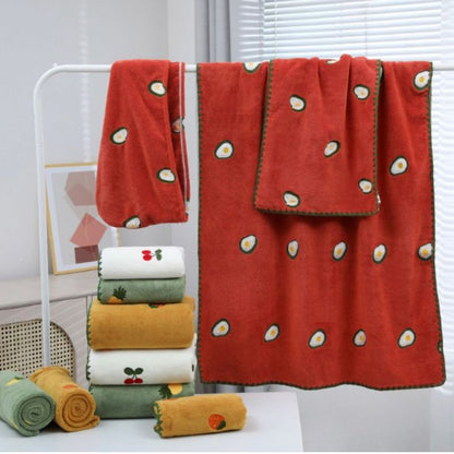 Embroidered full-size bath towel and hand towel combo by The Gharnish, soft and plush with decorative embroidery details.