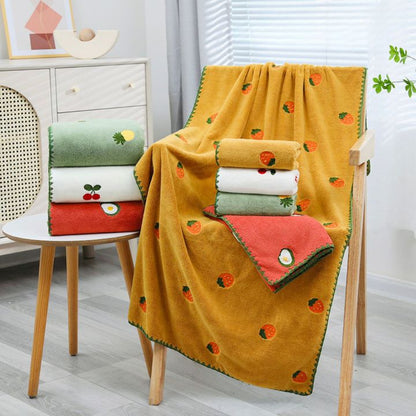 Embroidered full-size bath towel and hand towel combo by The Gharnish, featuring elegant design and soft, absorbent fabric.