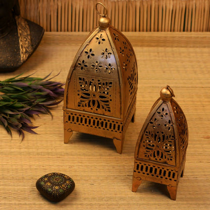 Antique Minnar Hanging Lantern Set of 2 - The Gharnish - A Unit of Satkala Creations