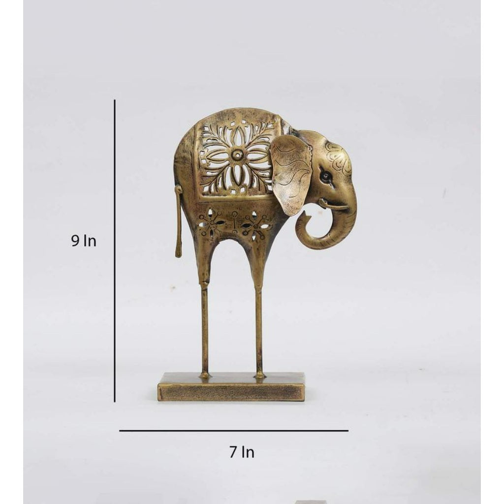 Metal T Light elephant figurine decor by The Gharnish, traditional decorative lights with intricate elephant design.