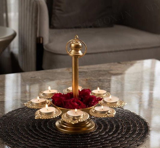 Deepak Urli 1-tier stand by The Gharnish, decorative metal stand for traditional Indian serving bowls with intricate design.