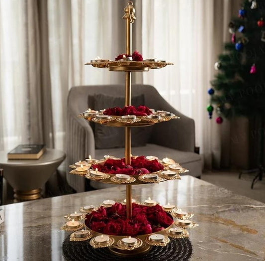 Deepak Urli 4-tier stand by The Gharnish, featuring a decorative multi-level ceramic vessel for traditional home decor.